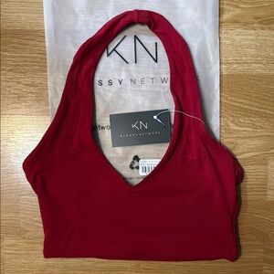 Klassy Network ultra cropped red halter